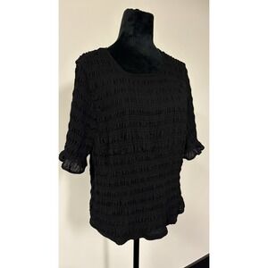 Torrid Black Textured Smocked Ruffle Sleeve Blouse Women's Size 3 (3X)